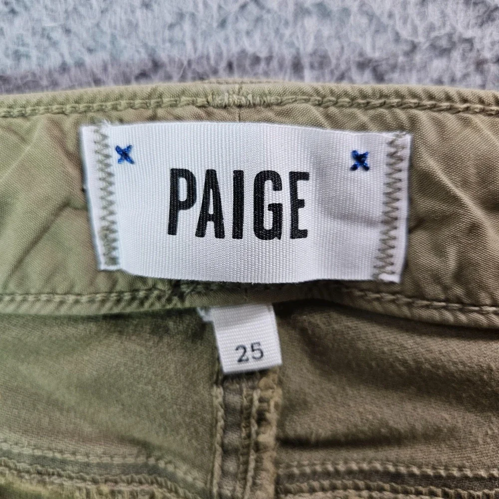 Paige Pants‎ Jeans Women Size 25 Skinny Stretch Zip Detailed Olive Green